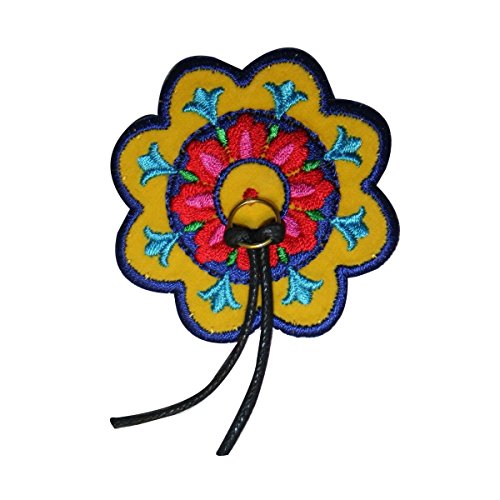 ID 3417 Western Bolo Tie Patch Dress Flower Emblem Embroidered Iron On Applique