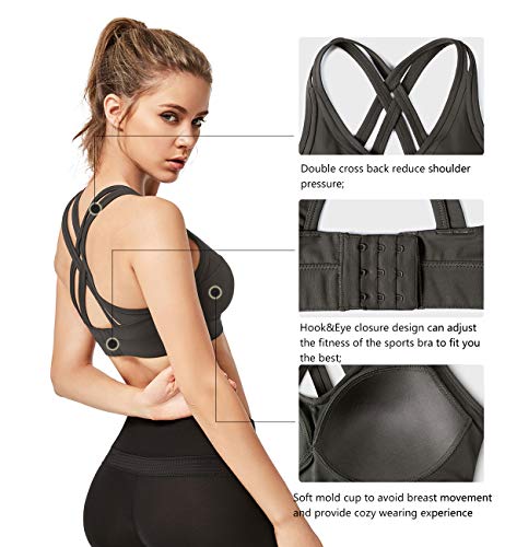 Yvette Strappy Criss Cross Back Sports Bras High Impact Adjustable Workout Bra for Plus Size Women, 57A, L(DF) - Thumbnail 3