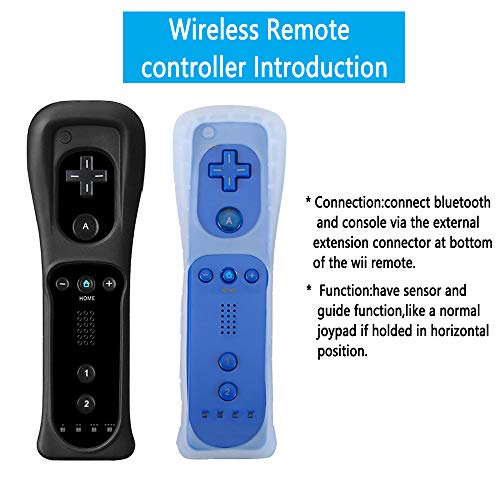Lactivx Nunchuck and Wii Remote Controller Compatible with Nintendo Wii Wii U Console - with Silicone Case and Strap (Deep Blue and Black)