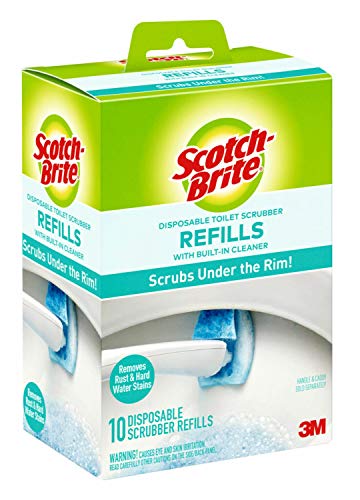 SCOTCH-BRITE DISPOSABLE TOILET SCRUBBER REFILLS, REMOVES RUST & HARD WATER STAINS, 10 DISPOSABLE REFILLS BLUE