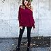 Dolland Women's Off Shoulder Bat Long Sleeve Pullover Knitted Sweater Jumper,Red Wine L