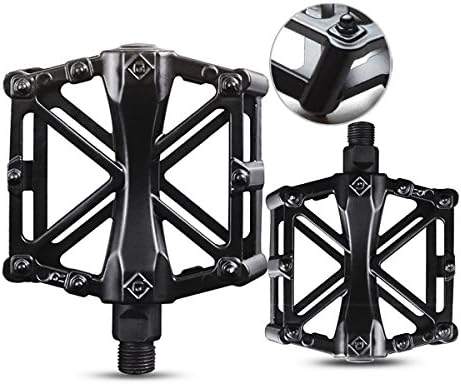 Bike Pedals, Bike Bicycle Pedals 9/16", Universal Bicycle Pedals, Bicycle Aluminium Alloy Flat Platform Pedals for BMX MTB Road Bike Fixed Gear Bike (Black, Set of 2)