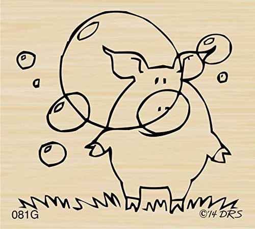 Leonard Pig Behind the Bubble Rubber Stamp By DRS Designs