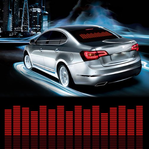 Sound Music Beat Activated Car Stickers Equalizer Glow LED Light Audio Voice Rhythm Lamp (70cm X 16cm, Red)