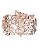 Shell Butterfly & Flower Rose Gold-tone Designer Bracelet By Jewelry Nexus