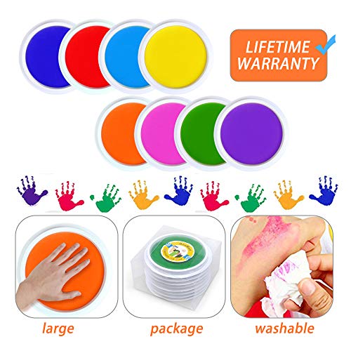GooMart Washable Large Ink Pads for Rubber Stamps Kids (8 colors)