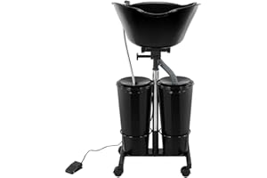 LUXMARS Portable Shampoo Bowl Unit Height Adjustable with 2 Bucket Hair Washing Station with Electric Pump and Drain Hoses, 270 Degree Rotation of Shampoo Basin Barber and Stylist Hair Salon Accessories