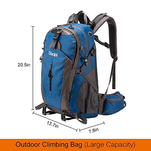 Sucipi Lightweight Hiking Backpack 40L Small Camping Travel Hydration Backpack Daypack for Men Women Blue