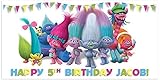 Trolls Birthday Banner Personalized Party Decoration Backdrop