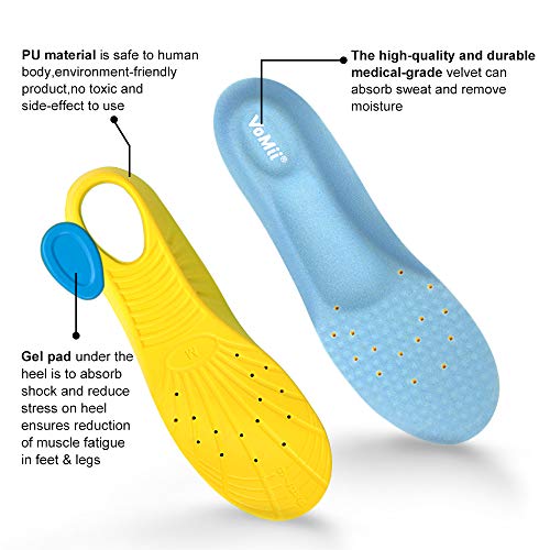 VoMii PU Memory Foam Insoles Plantar Fasciitis Arch Support Insoles for