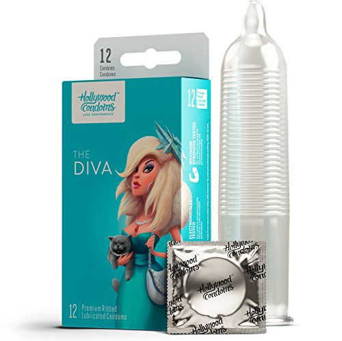Premium, Natural Latex Lubricated Condom: Ribbed, Thin Rubbers with a Snug, Comfortable Fit for Enhanced Sensitivity & Pleasure for Men & Women - Practice Safe Sex with The Diva Condoms - 12 Pack