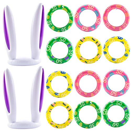 JOYIN Inflatable Bunny Rabbit Ears Ring Toss Game(2 Set &12 Rings), Inflatable Toss Game, Indoor and - //coolthings.us