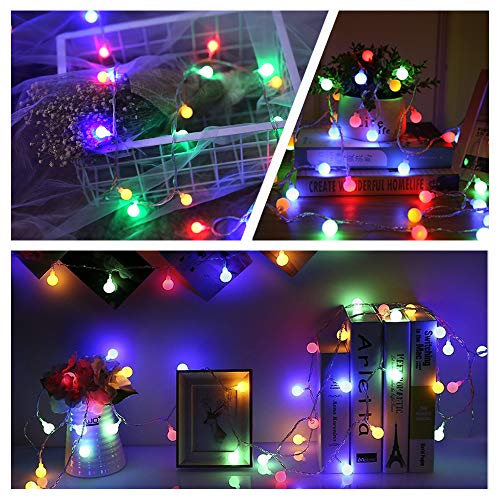 45 ft 80 LED Globe Fairy Lights with 8 modes Remote Control, Battery Powered OR USB Charge Ball String Lights,Waterproof Bulb Fairy Lights for Home,Party,Christmas and Halloween.(Multi-color)