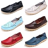 CIOR Women's Genuine Leather Loafers Casual Moccasin Driving Shoes Indoor Flat Slip-on Slippers