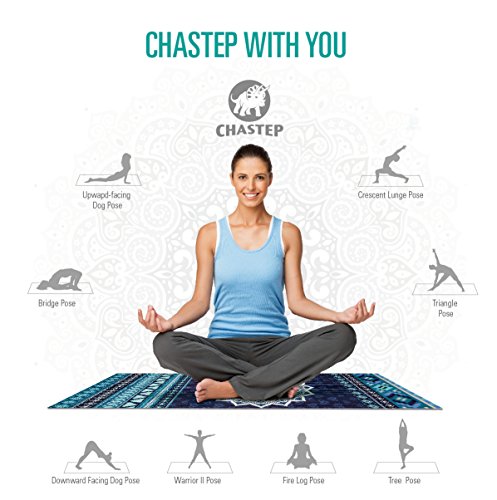 Chastep Premium Print Yoga Mat Reversible - Non Slip & Anti Tear Excercise Padding 1/4" Extra Thick Workout Pilates Fitness Mats with Carry Bag, Orion Blue