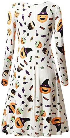 Women's Long Sleeve Loose Swing Casual Midi Dress Claus Print Pullover Flared Aline Dress