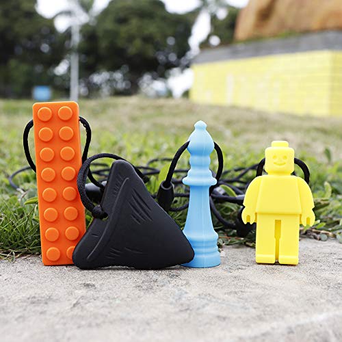 tuxepoc Autism chew Necklace,(4 Pack) Chewy for Kids Sensory chew Necklace for Boys and Girls,Silicone Chewy Sticks for ADHD,Autism,Biting Needs