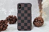 HeiL iPhoneX/XS TPU (Fast US Deliver Guarantee Fulfilled by Amazon) New Elegant Luxury PU Leather Checker Pattern Classic Style Cover Case for Apple iPhone X iPhone Xs (Brown)