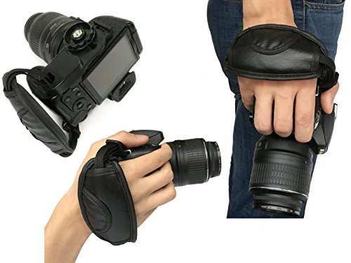 Camera Neck Shoulder Belt Strap,Alled Leather Vintage Print Soft Camera Straps for Women/Men for DSLR/SLR/Nikon/Canon/Sony/Olympus/Samsung/Pentax (Soft Black+Hand Grip Strap)