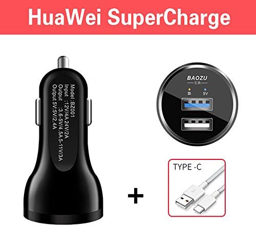 Quick Charge 3.0 Car Charger, Huawei Mate 9 Charger super Fast QC3.0 /2-Port Adapter and type-c cable for Huawei Mate 9 Pro/Mate 9 Prosche Design /P10/P10 Plus by alutata