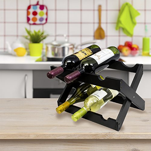 Sorbus Rustic Foldable Countertop Wine Rack 6Bottles, Torched Wood