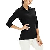 MOHEEN Women's Polo Shirt UPF 50+ Quick Dry Moisture Wicking 3/4 Sleeve Golf Sun Shirts Athletic Casual Work S-2XL
