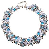 Crystal Rhinestone Statement Necklace, Vintage Chunky Chain Choker Collar Bib Statement Necklace Fashion Costume Jewelry Necklaces for Women