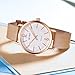 Womens Watches Analog Leather Wrist watch, Rose Gold Case Simple Watches for Women Light Brown -Voeons