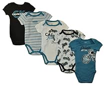 Calvin Klein Baby Boys' Assorted Short Sleeve Bodysuit, Black/Blue, 0-3 Months (Pack of 5)