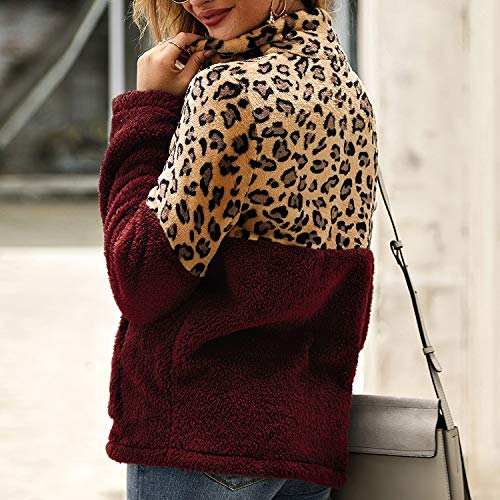 51ky1hCg3gL TSWRK Sudadera de manga larga para mujer, estampado de leopardo, cremallera 1/4, patchwork, chaqueta de felpa TSWRK Sudadera de manga larga para mujer, estampado de leopardo, cremallera 1/4, patchwork, chaqueta de felpa - Imagen 3