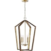 Capital Lighting 344541NM Maren Modern Linear Handcrafted Mango Wood Frame Pendant Ceiling Light Fixture, 4-Light 240 Total W
