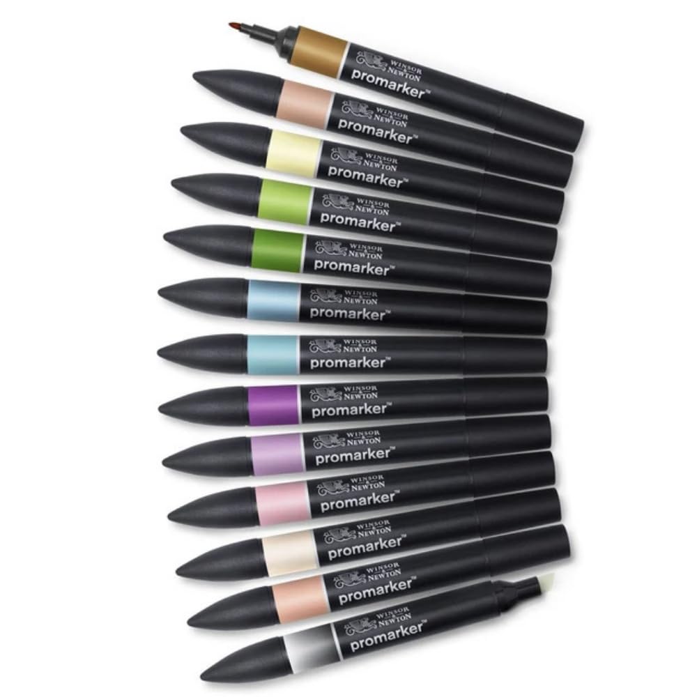 Winsor & Newton, Promarker, Manga Fantasy, Set of 12+1 Blender, Alcohol Based Dual Tip Markers