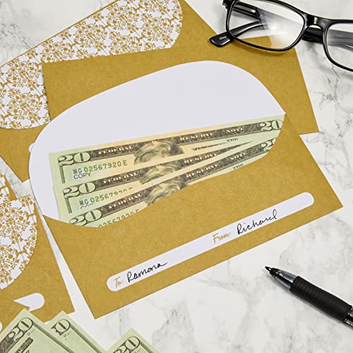 100 Pack Gold Money Envelopes for Cash Gifts, Bulk Decorative Holders