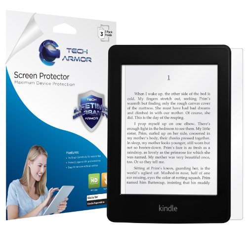 Tech Armor Kindle Paperwhite/Original Paperwhite High Defintion (HD) Clear Screen Protectors - Maximum Clarity and Touchscreen Accuracy [3-Pack] Lifetime Warranty