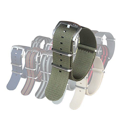 BluShark - The Original Premium Nylon Watch Strap - Multiple Sizes and Styles - 22mm Army Green