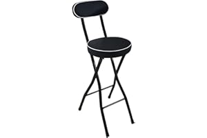 QQXX Portable Folding Stool,Folding Bar Stool with Back Support & Footrest,Counter Height Folding Chairs with Padded Seat,330lb Capacity Foldable Stool for Adults Kitchen Island Outdoor