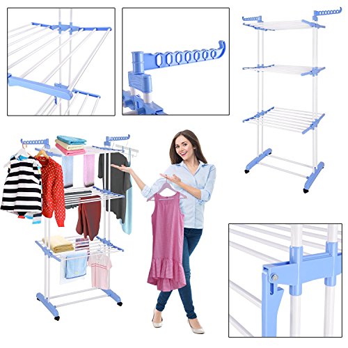 GC Global Direct 1000w Folding Clothes Dryer Heater Drying Rack (White/Blue)