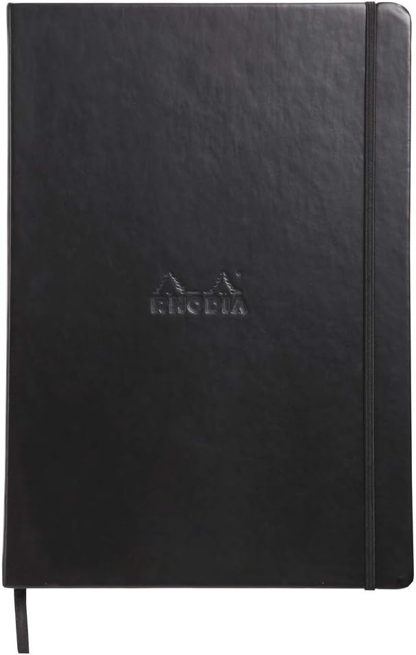 RHODIA 118869C, Rigid Notebook Webnotebook Black, A4, Dotted Dot, 192 pages, Clairefontaine Ivory Paper 90 g/m, Bookmark