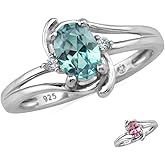 Silvershake 7x5MM Oval Shape Genuine Gemstone 925 Sterling Silver Engagement Wedding Anniversary Ring