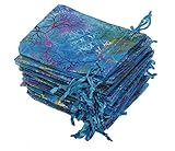 Marryme 100pcs Coralline Blue Organza Jewelry Pouch Wedding Party Favor Gift Bag 12x9cm