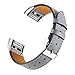 bayite Leather Bands Compatible with Fitbit Charge 2, Replacement Accessories Straps Women Men, Smoke Gray