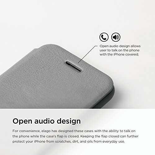 iPhone 6S Case, elago [Leather Flip][Dark Grey/Dark Grey] - [Card Slot][Screen Protection][Premium Hybrid Construction] - for iPhone 6/6S - Thumbnail 6