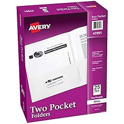 AVERY Two Pocket Folders, Holds up to 40