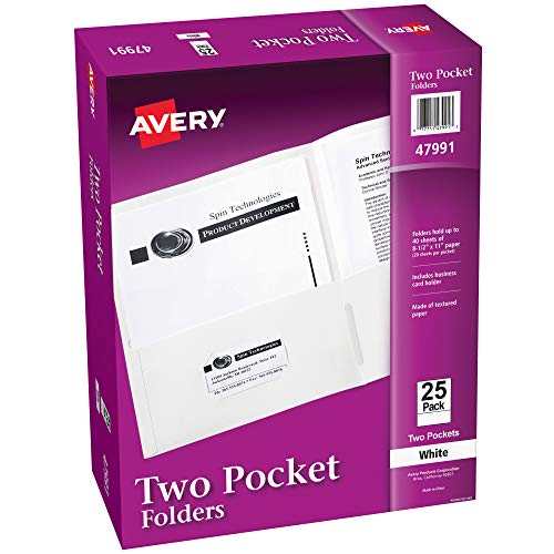 AVERY Two Pocket Folders, Holds up to 40