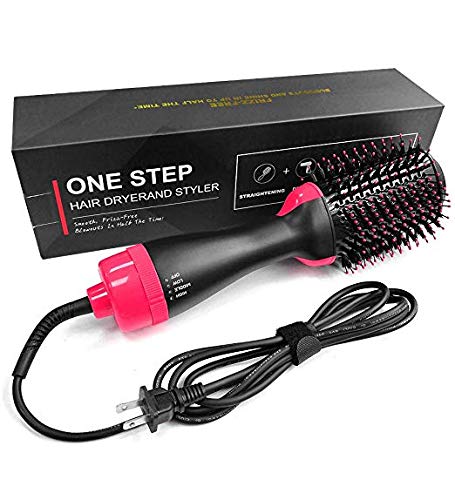 XCBCVHG One Step Secador de Pelo y Voluminizador 3 en 1 Multifunción Salon  Hot Air Paddle Styling Brush Iones Negativo Alisador de Cepillo y Rizador  Styler para Todos Los Tipos De Cabello