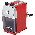 CARL Pencil Sharpener, CC-2000, Custom, Red, 5-Point Selector. Manual, Quiet for Office and Home Desks, School Classroom