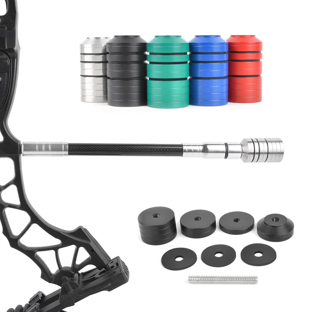 SHARROW Archery Bow Stabilizer Weights Balance Bar Counterweight Kit 1/2/4 oz Stainless Steel Counterweight Shock Absorption for Recurve Compound Bow Stabiliser Rods (Black)