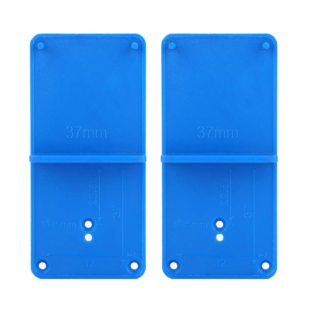 Hinge Hole Drilling Guide, 2 Pieces Hole Drilling Jig Template, Concealed Hinge Mounting Plate Jig for Kitchen Door Cabinet Hinge 37mm Locator Hole Opener Tool for Woodworking Punch