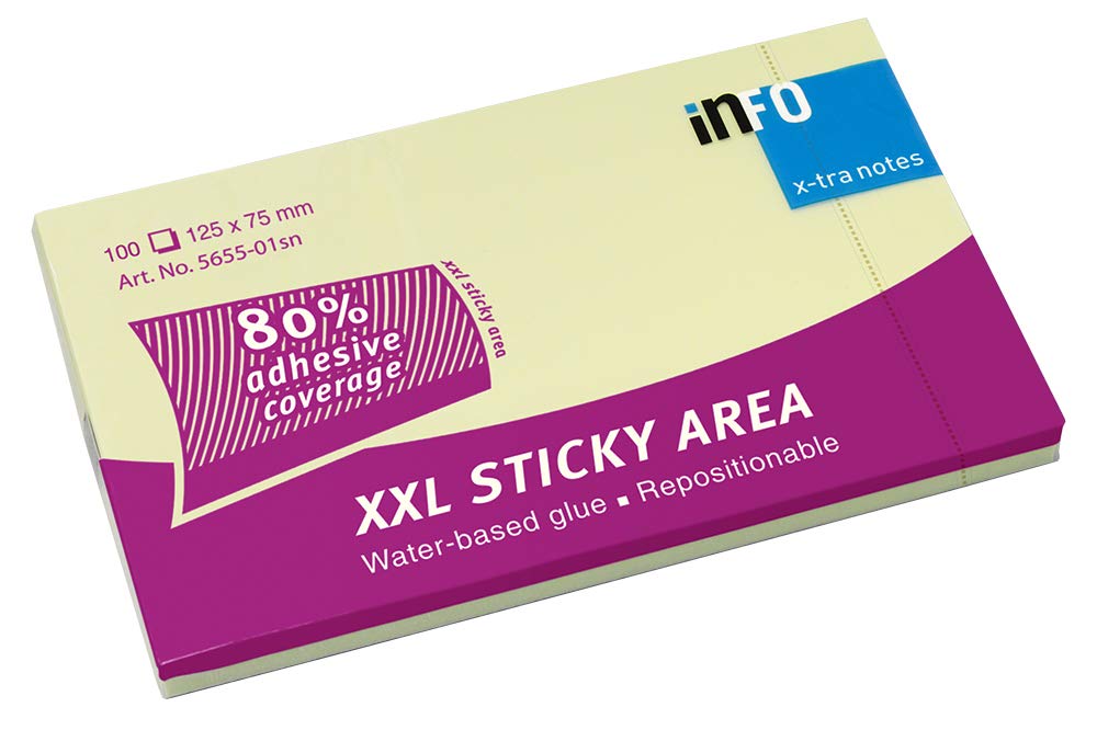 5 Star Extra Sticky Re-Move Notes Pad of 100 Sheets 76x127mm Yellow [Pack 12]