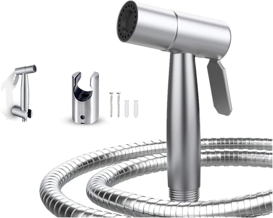 Hairstore Bargain Set Brushed Bidet Sprayer Toilet Holder 1.2m Kit